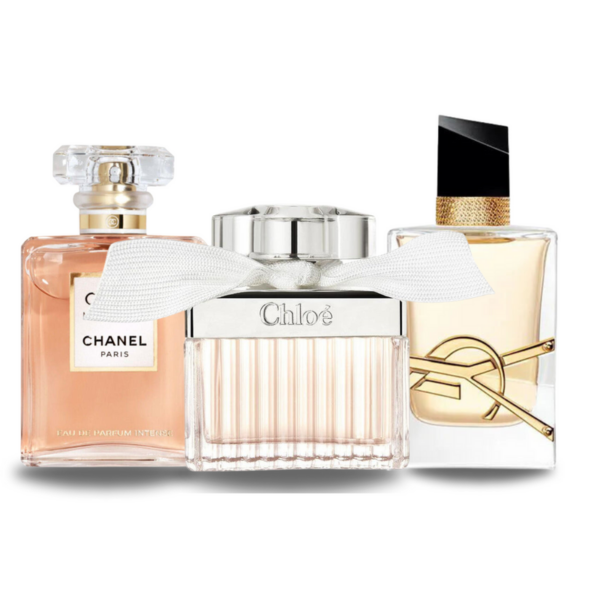 Promotiepakket met 3 parfums – Chanel Coco Mademoiselle, Yves Saint Laurent Libre en Chloé 100ml