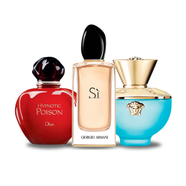 Promotiepakket met 3 parfums – Dior Hypnotic Poison, Giorgio Armani Sì en Versace Dylan Turquoise 100ml