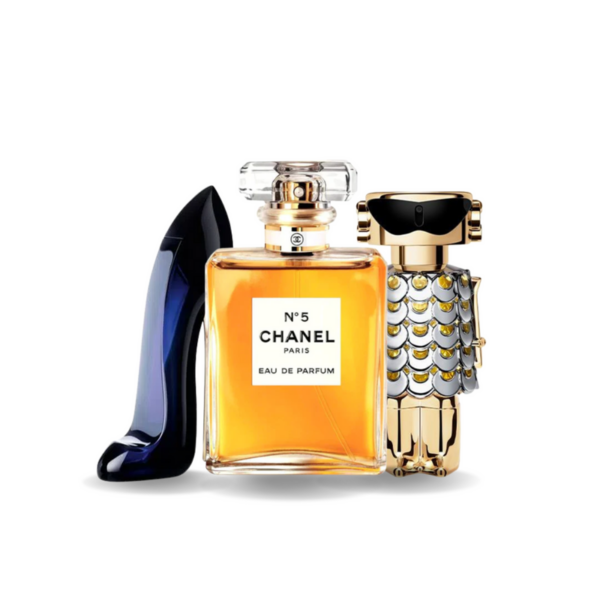Promotiepakket met 3 parfums – GOOD GIRL, Chanel Nº5 en FAME 100ml